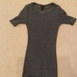 Forever 21 Black and White Striped fitted t-shirt dress